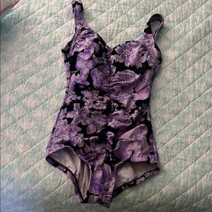 Floral SWIMSUIT Purple One Piece